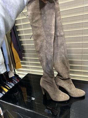 Stuart Weitzman Taupe Suede Over-the-Knee Boots
